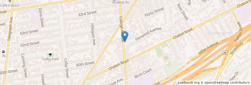 Mapa de ubicacion de Old Brooklyn Bagels & Deli en 미국, 캘리포니아주, 앨러미다 군, 오클랜드.