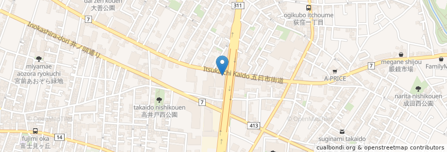 Mapa de ubicacion de スギ薬局 en Япония, Токио, Сугинами.