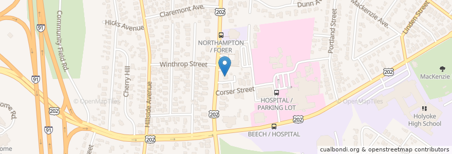 Mapa de ubicacion de Oakdale Dental Associates, PC en アメリカ合衆国, マサチューセッツ州, Hampden County, Holyoke.