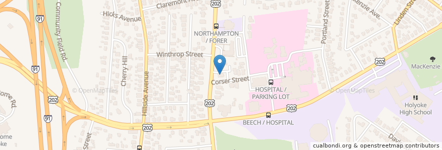Mapa de ubicacion de United Bank en Stati Uniti D'America, Massachusetts, Hampden County, Holyoke.
