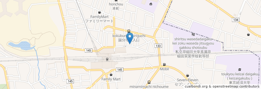 Mapa de ubicacion de だるま屋 en 日本, 東京都, 国分寺市.