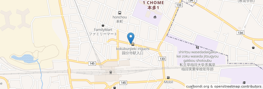 Mapa de ubicacion de ひまわり皮膚科 en Japon, Tokyo, 国分寺市.