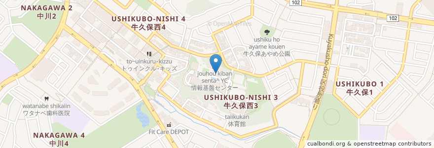 Mapa de ubicacion de 横浜キャンパス図書館 en اليابان, كاناغاوا, 横浜市, 都筑区.