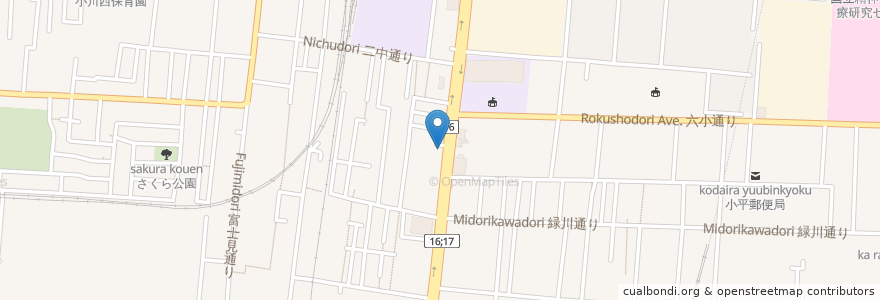 Mapa de ubicacion de 魚屋路 en Jepun, 東京都, 小平市.