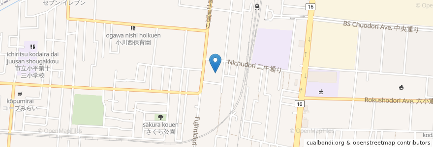 Mapa de ubicacion de 小平市立 小川西町公民館 en اليابان, 東京都, 小平市.