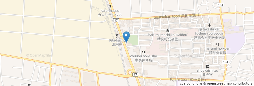 Mapa de ubicacion de 北府中駅自転車駐車場 en ژاپن, 東京都, 府中市.