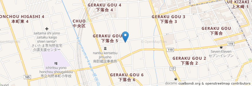 Mapa de ubicacion de 下落合公民館 en 日本, 埼玉県, さいたま市, 中央区.