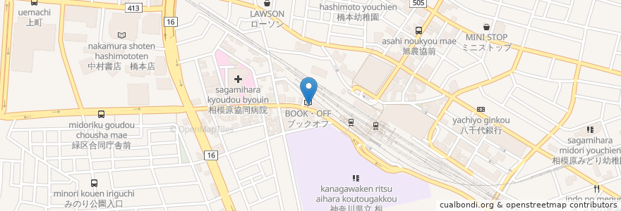 Mapa de ubicacion de 駐輪場 en Japan, Kanagawa Prefecture, Sagamihara, Midori Ward.