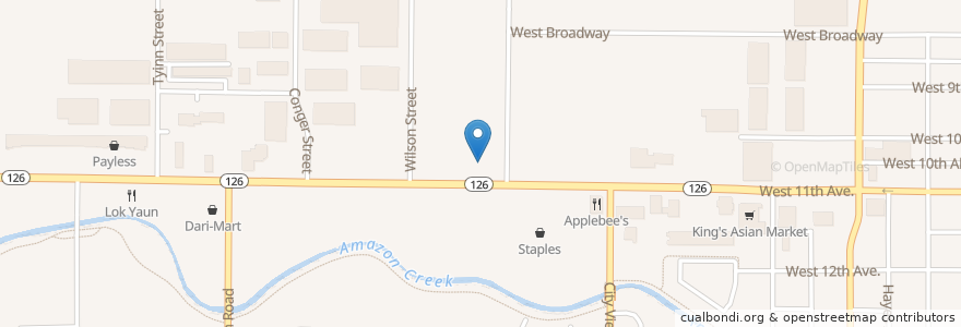 Mapa de ubicacion de Wendy's en Amerika Syarikat, Oregon, Lane County, Eugene.
