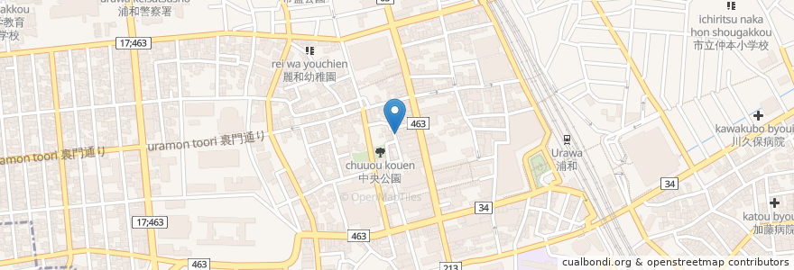 Mapa de ubicacion de 宝すし en Japón, Prefectura De Saitama, Saitama, Barrio Urawa.