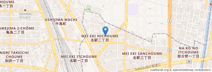 Mapa de ubicacion de 串たつ en Japan, 愛知県, Nagoya, 中村区.