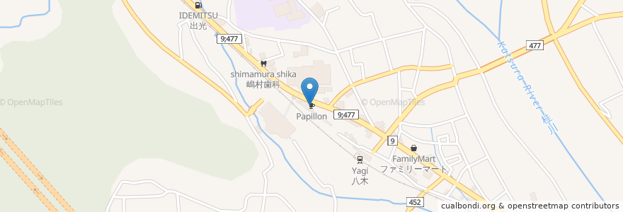 Mapa de ubicacion de Papillon en 日本, 京都府, 南丹市.