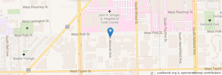 Mapa de ubicacion de Wolcott Ave & Polk St en Estados Unidos Da América, Illinois, Chicago.