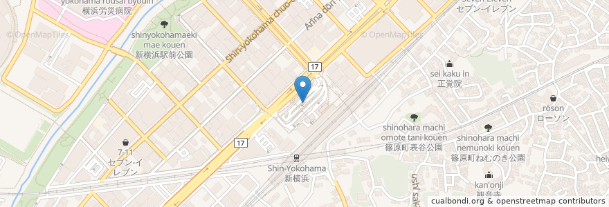 Mapa de ubicacion de 新横浜駅 en اليابان, كاناغاوا, 横浜市, 港北区.