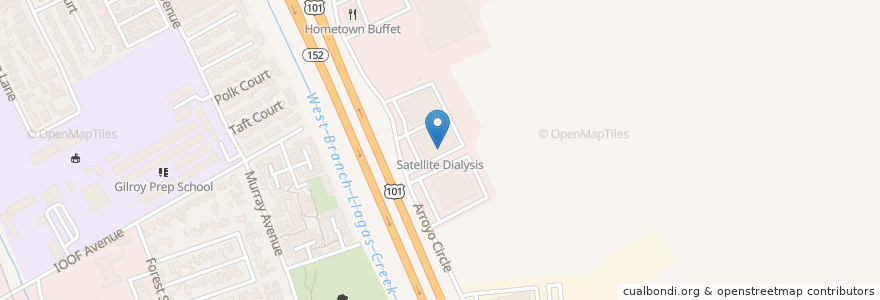 Mapa de ubicacion de Satellite Dialysis en 미국, 캘리포니아주, Santa Clara County, Gilroy.