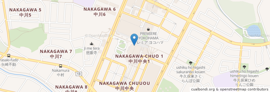 Mapa de ubicacion de サブウェイ en ژاپن, 神奈川県, 横浜市, 都筑区.