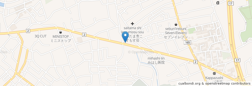 Mapa de ubicacion de 中華 かすが家 en اليابان, 埼玉県, さいたま市, 西区.