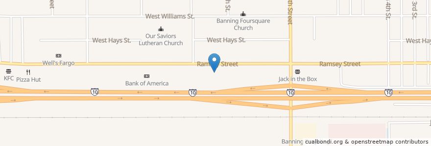 Mapa de ubicacion de Chase en Estados Unidos De América, California, Riverside County, Banning.