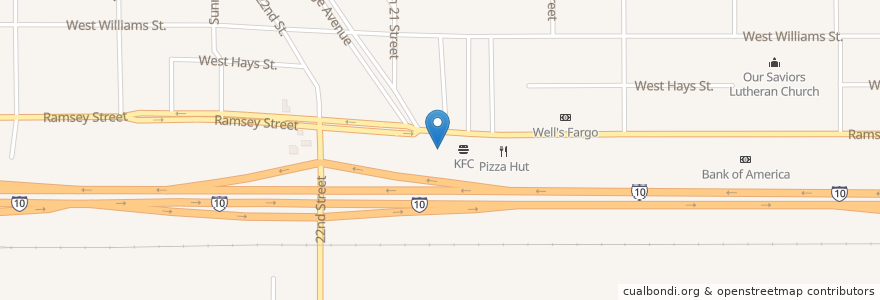 Mapa de ubicacion de Del Taco en 美利坚合众国/美利堅合眾國, 加利福尼亚州/加利福尼亞州, Riverside County, Banning.