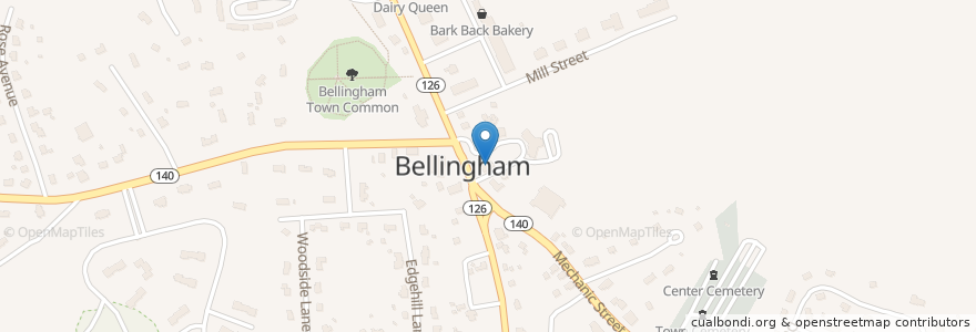 Mapa de ubicacion de Bellingham Police Department en Estados Unidos Da América, Massachusetts, Norfolk County, Bellingham.