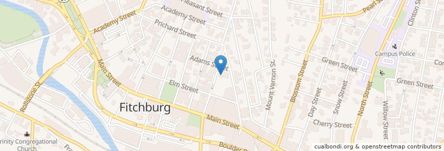 Mapa de ubicacion de Fitchburg Police Station en Amerika Syarikat, Massachusetts, Worcester County, Fitchburg.