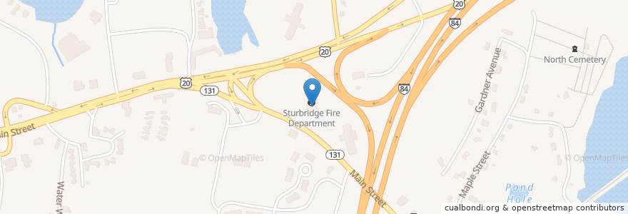Mapa de ubicacion de Sturbridge Police Dept en Estados Unidos De América, Massachusetts, Worcester County, Sturbridge.