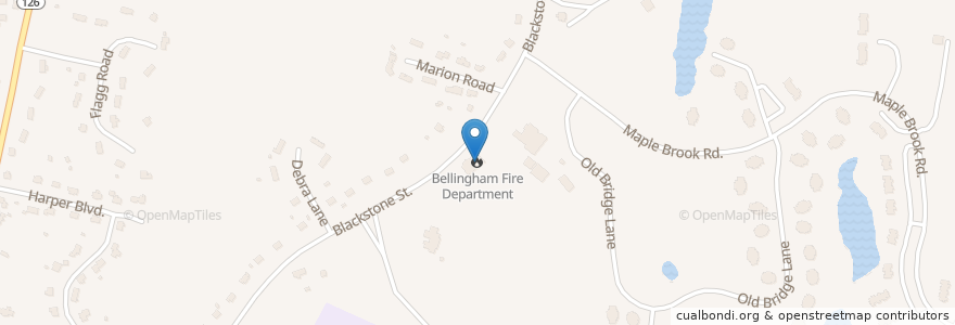 Mapa de ubicacion de Bellingham Fire Department en 미국, 매사추세츠, Norfolk County, Bellingham.