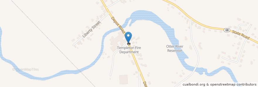 Mapa de ubicacion de Templeton Fire Department en Estados Unidos De América, Massachusetts, Worcester County, Templeton.