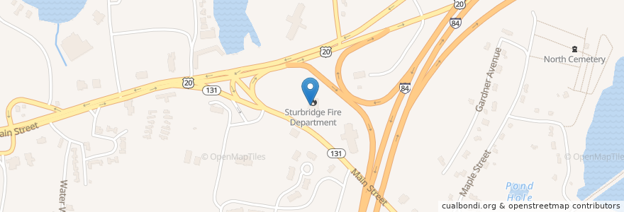 Mapa de ubicacion de Sturbridge Fire Department en Verenigde Staten, Massachusetts, Worcester County, Sturbridge.
