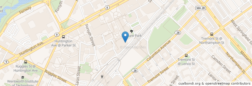 Mapa de ubicacion de The Boston Globe Library en Соединённые Штаты Америки, Массачусетс, Suffolk County, Бостон.