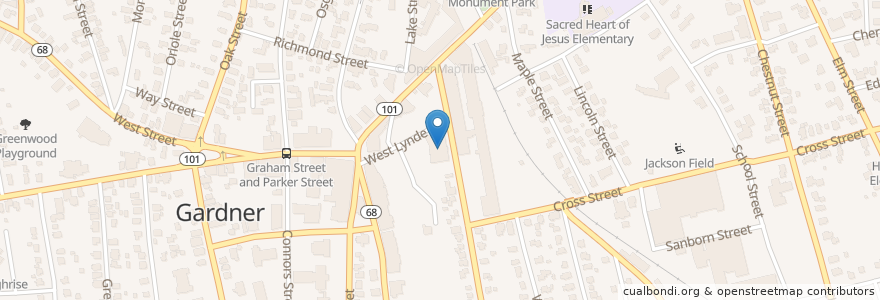 Mapa de ubicacion de Levi Heywood Memorial Library en United States, Massachusetts, Worcester County, Gardner.