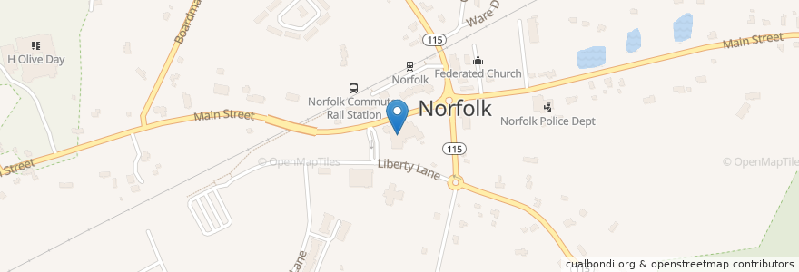 Mapa de ubicacion de Norfolk Public Library en 미국, 매사추세츠, Norfolk County, Norfolk.
