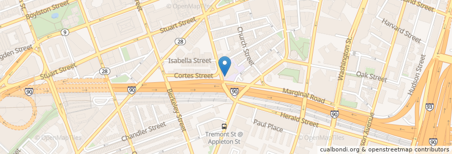 Mapa de ubicacion de Josiah Quincy Upper School en Estados Unidos De América, Massachusetts, Suffolk County, Boston.
