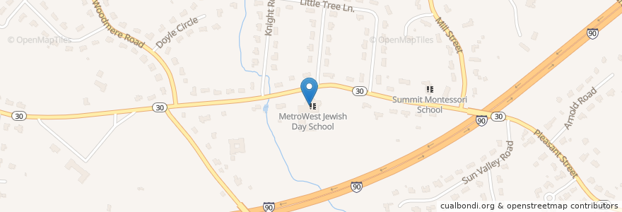 Mapa de ubicacion de MetroWest Jewish Day School en Estados Unidos De América, Massachusetts, Middlesex County, Framingham.