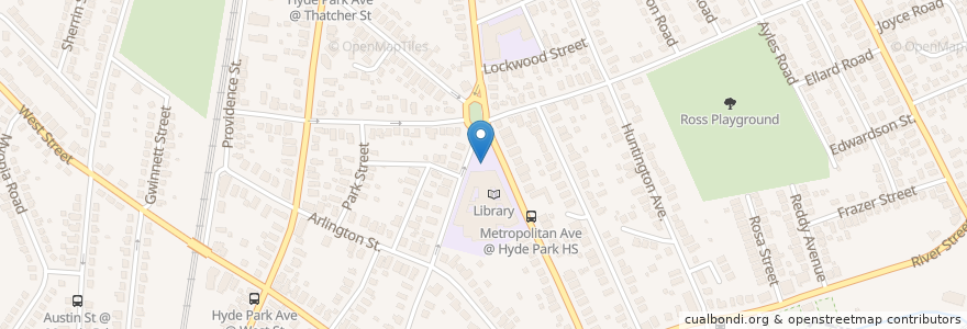 Mapa de ubicacion de Hyde Park Education Complex en 미국, 매사추세츠, Suffolk County, Boston.