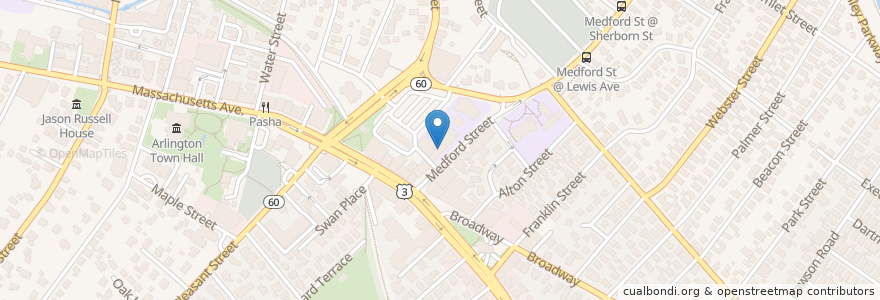 Mapa de ubicacion de Arlington Catholic HS en 美利坚合众国/美利堅合眾國, 马萨诸塞州 / 麻薩諸塞州 / 麻省, Middlesex County, Arlington.