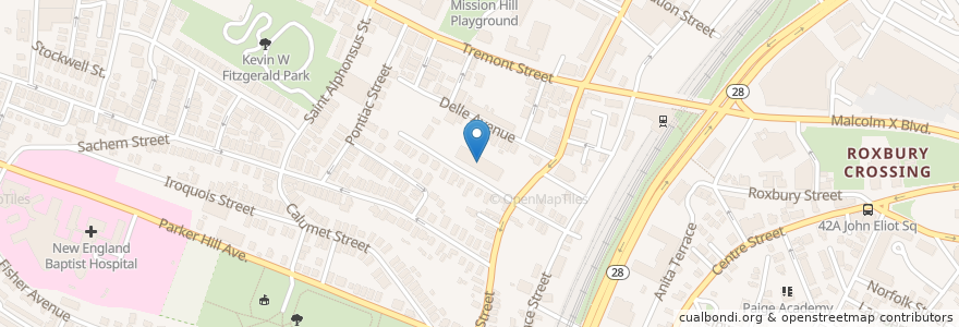 Mapa de ubicacion de Fenway High School en Amerika Syarikat, Massachusetts, Suffolk County, Boston.