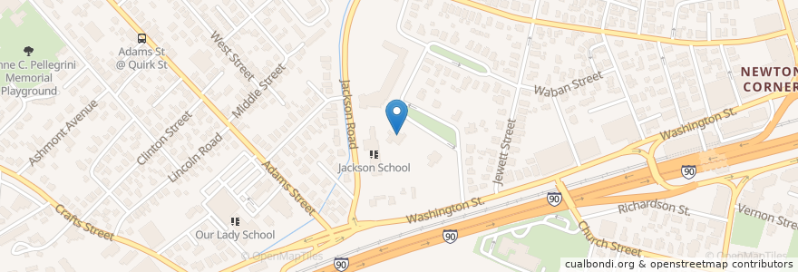 Mapa de ubicacion de Walnut Park Montessori en ایالات متحده آمریکا, ماساچوست, Middlesex County, Newton.
