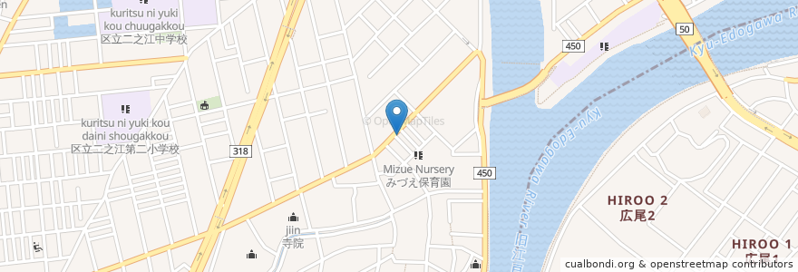Mapa de ubicacion de 渡辺医院 en Jepun, 東京都, 江戸川区.