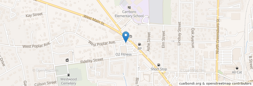 Mapa de ubicacion de Neville Chiropractic Center en アメリカ合衆国, ノースカロライナ州, Orange County, Carrboro.