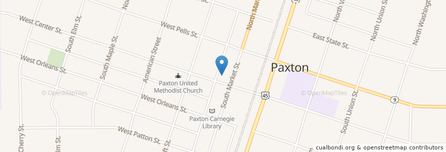 Mapa de ubicacion de Casey's General Store en 미국, 일리노이, Ford County, Paxton.