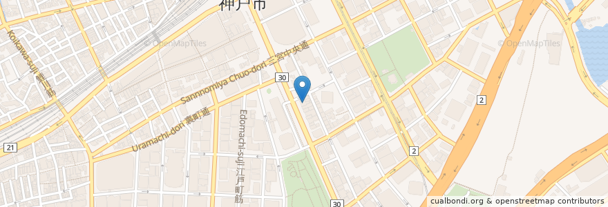 Mapa de ubicacion de 東洋証券 en اليابان, 兵庫県, 神戸市, 中央区.