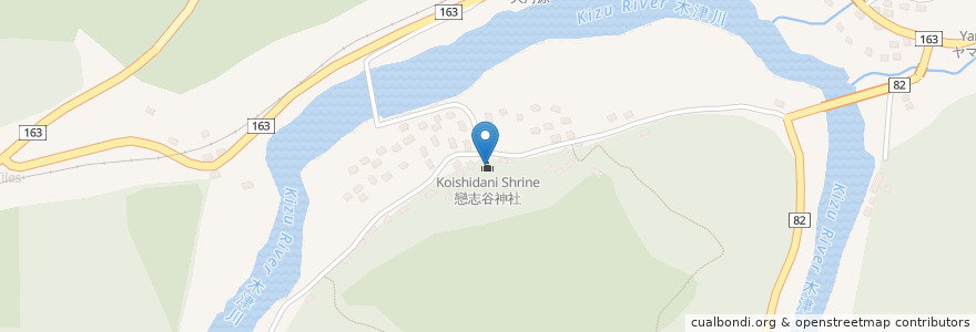 Mapa de ubicacion de Koishidani Shrine en Japan, Kyoto Prefecture, Soraku County, Minamiyamashiro.
