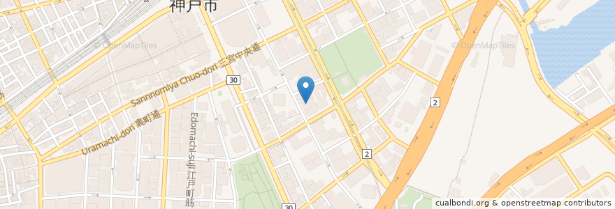 Mapa de ubicacion de ジャパン en Jepun, 兵庫県, 神戸市, 中央区.