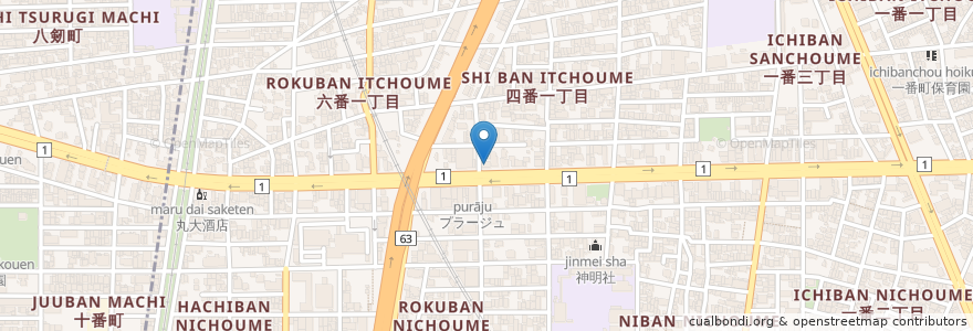 Mapa de ubicacion de 愛知信用金庫 en Japan, Aichi Prefecture, Nagoya, Atsuta Ward.