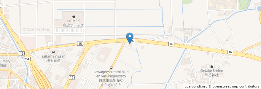 Mapa de ubicacion de 半田屋 en 日本, 埼玉県, 川越市.