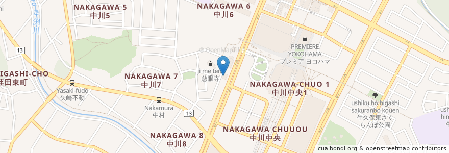 Mapa de ubicacion de ステーキガスト en 일본, 가나가와현, 요코하마시, 都筑区.