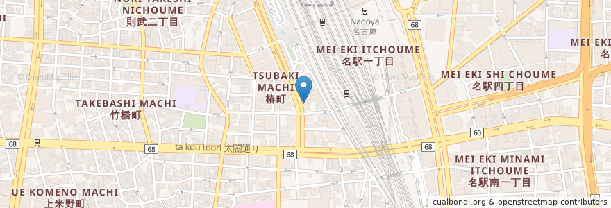 Mapa de ubicacion de 元町珈琲 en ژاپن, 愛知県, 名古屋市, 中村区.