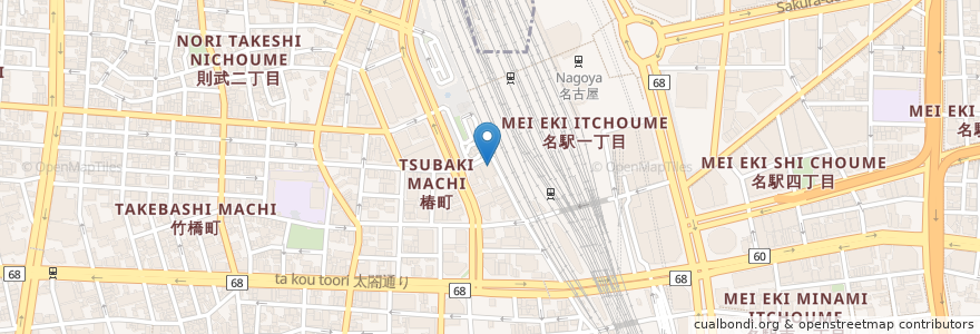 Mapa de ubicacion de カフェ・ド・クリエ en Japonya, 愛知県, 名古屋市, 中村区.
