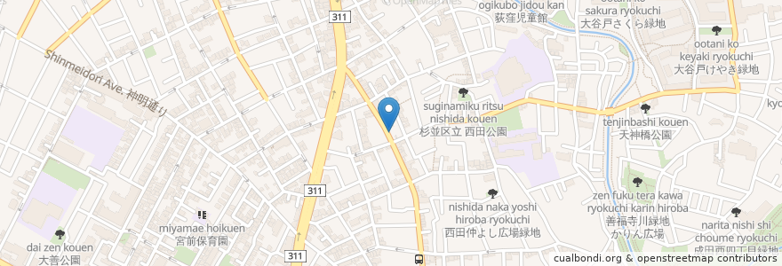 Mapa de ubicacion de オノダ薬局 en Япония, Токио, Сугинами.